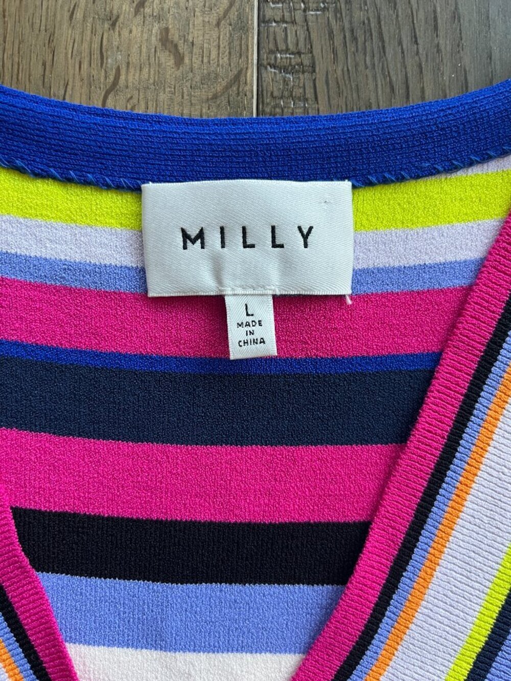 Milly Striped Surplice Sleeveless Midi Dress Multicolor Size L Designer - Picture 3 of 8
